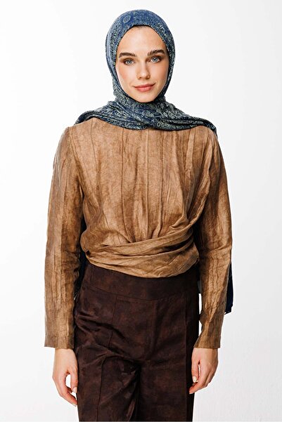Mooncorn Henna Pattern Double Sided Shawl Navy Blue-Water Green