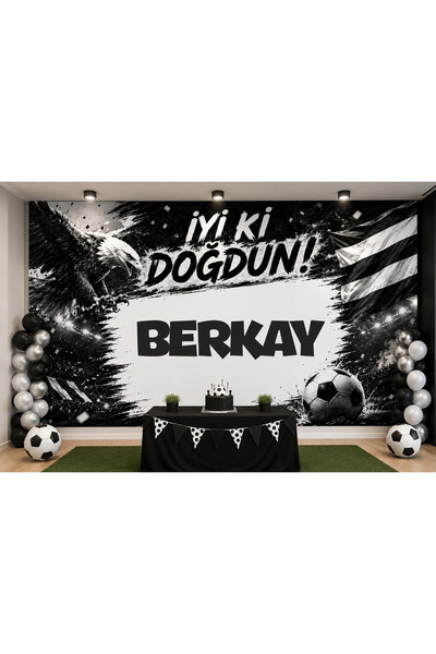Siyah Beyaz Kartal Doğum Günü Afişi Duvar Pankart