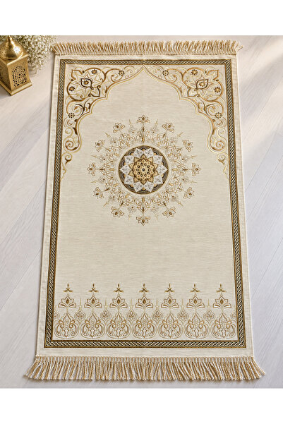 Bilenler Velvet Lined Prayer Rug with Mihrap Star Pattern 70X115 cm Soft Text...