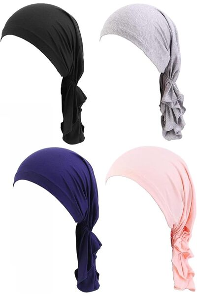 GENERAL 4 Pieces Turbans for Women, Slip-On Pre-Tied Head Scarves Fashion Wom...