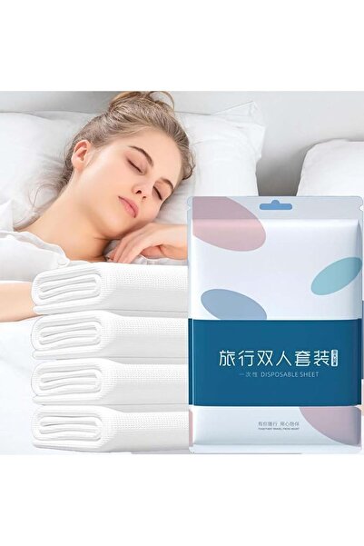 Generic طقم ملاءات سرير وأغطية وسائد للاستخدام مرة واحدة من ميزني، 4 قطع، خفي...