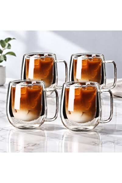 LeylArt 4-Piece Double Layer Coffee Cup Set - Coffee Presentation Cup - Latte...