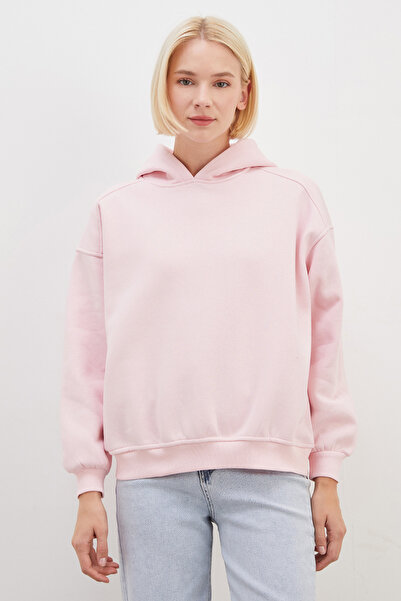 Fulla Moda 3 İplik Nervürlü Kapüşonlu Oversize Sweatshirt