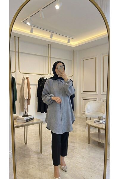 modapark.ist Women's Front Buttoned Linen Shirt and Trousers Set
