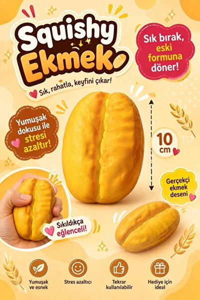 Nandy Kids Ekmek Squishy 10 cm Sukuşi Yumuşak Sık Bırak Stres Oyuncağı Esnek ...