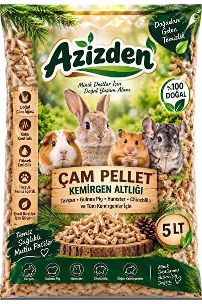 azizden Doğal Organik Kemirgen Altlığı Talaş %100 Çam Peleti 5 Lt