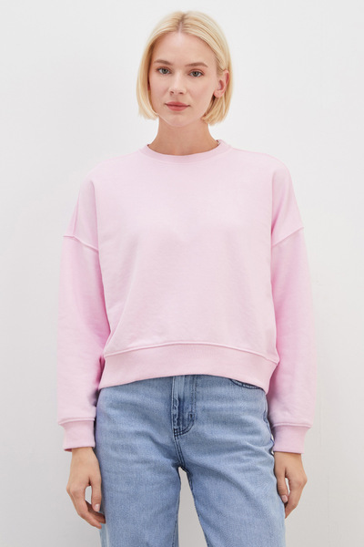 Fulla Moda 3 Threaded Basic Crew Neck Sweatshirt Without Embellishments