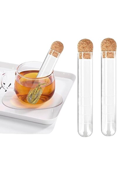 GENERAL JKJ&ZXZ 2Pack Glass Tea Infuser With Cork Lid for Long Leaf Tea, Reus...