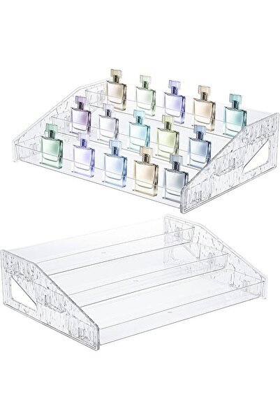 SYOSI 2 Pcs Acrylic Perfume Organizer Stand, 3-Tier Display Risers with Secur...