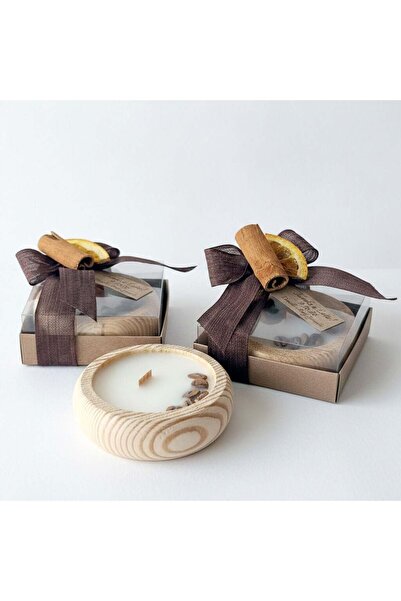 Mekece Baby Candy Gift Bebe-294 |   Acetate Boxed Brown Wooden Plate Candle