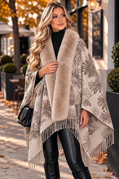 Sienna Fashion Poncho Cape with fur
