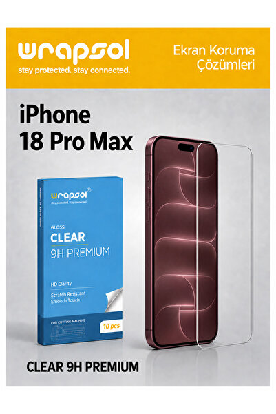 Wrapsol iPhone 18 Pro Max Clear 9H Premium Ekran Koruyucu (0.42 mm)