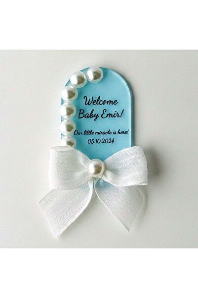 Mekece Baby Candy Gift Bebe-333M Ellipse Transparent Plexi Magnet with Blue P...