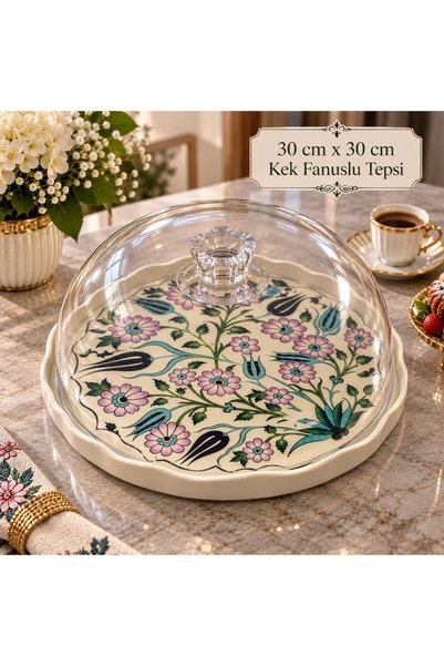 BYSABO 30 CM ÇİNİ DESEN KEK FANUS SUNUMLUK