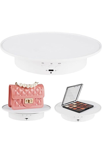 AZONEE 360° Electric Rotating Turntable with Velvet Top, 8 Kg Load, 20cm Sile...