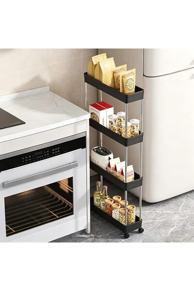 HQstrap Slim Storage Cart, 4 Tier Bathroom Organizer Rolling Utility with Whe...