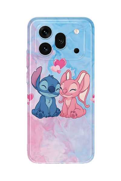 FLAMENKO Honor 600 Pro Compatible Stitch Angel Pattern Transparent Phone Case