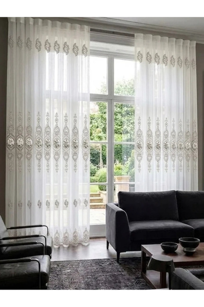 NİVEMESHOME Cansel Silver 1/2,5 Pleated Tulle Curtain