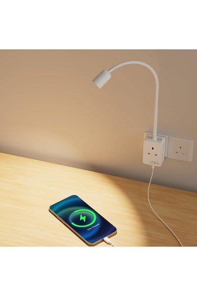 GENERAL مصباح قراءة LED قابل للتعتيم مع قابس كهربائي، إضاءة جدارية مرنة بيضاء...