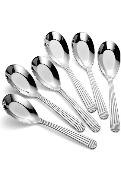 KASTWAVE Stainless Steel Soup Spoons, Asian Ramen Spoon Set, Polished Soup La...