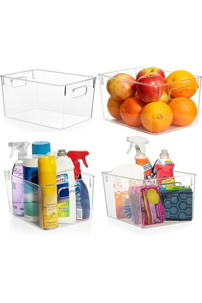 NIUBI 4 Pack Clear Plastic Storage Bins – Pantry Organizers & Storage Contain...