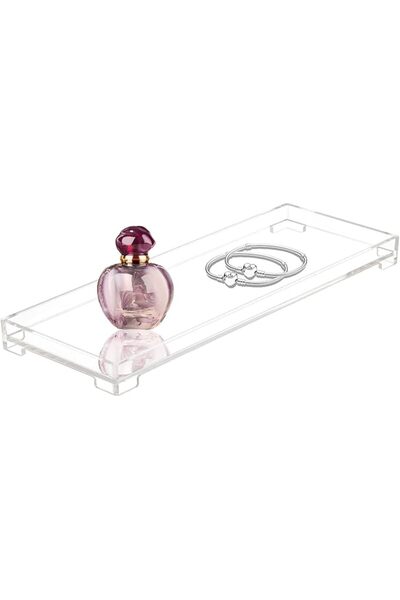 DELIPPLY Vanity Bathroom Tray, Acrylic Rectangle Decorative Catchall Organize...