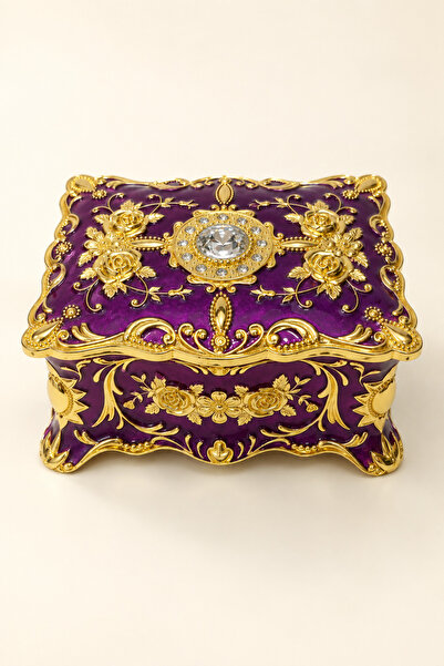 RASHA COLLECTION Decorative Jewelry and Jewelery Box with Purple Gold Floral ...