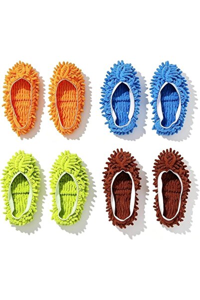 Duomama 8 Pieces (4 Pairs) Reusable Microfiber Mop Slippers, Washable Dust Cl...