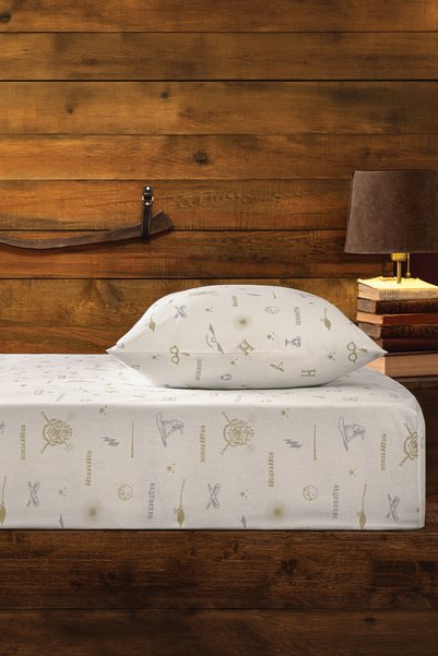 Puffy Harry Potter Icons 100% Cotton Single Licensed Bed Sheet Set - White