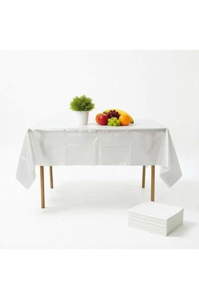 Generic 10 Pack Disposable Tablecloth, Rectangular White Table Cloths 137 x 2...