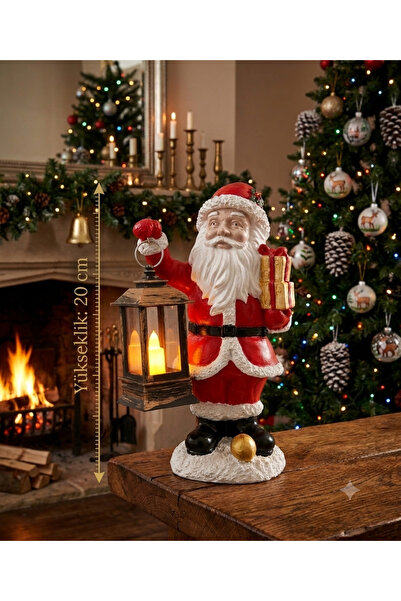gençler t shop Işıklı Noel Baba Biblosu 20 cm - Fenerli Yılbaşı Masa Üstü Dek...