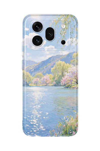 FLAMENKO Honor 600 Pro Compatible Monet Style Lake Landscape Pattern Transparent Phone Case