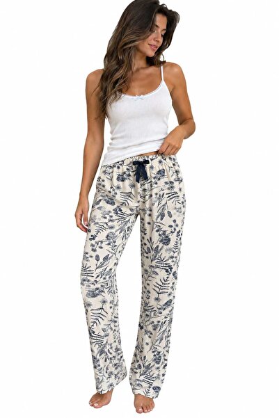 Pijamoni Women's Modal Cotton Like Fabric Comfortable Patterned Pajama Bottoms