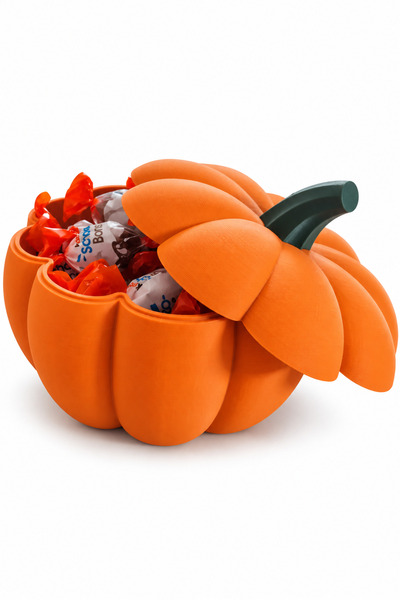 Three Dittle Birds Pumpkin-Shaped Bowl with Lid, Decorative Desktop Organizer