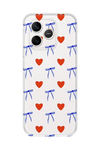 FLAMENKO Honor 600 Lite Compatible Heart and Ribbon Pattern Transparent Phone...