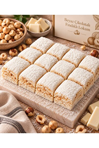 Beyaz Çikolatalı Fındıklı Baklava Lokum 1 KG