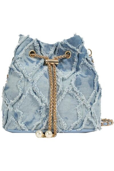 Bukela Denim Bucket Bag for Women Girls Tassel Hobo Shoulder Bag Tote With Ch...