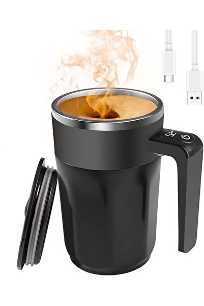 ALMEKAQUZ Automatic Stirring Coffee Cup with Temperature Display, Rechargeabl...