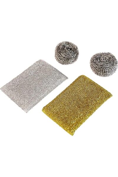 Home Dwell Steel Wool with Sponge - 2 + 1 x 2 Pcs - Effective Cleaning Scrub ...