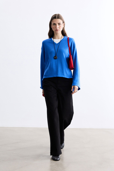 BE BLUE Black Gabardine Palazzo Pants