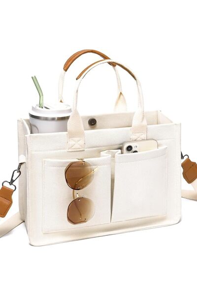 TERRIFI Large Canvas Tote Bag for Women Multi-Pocket Crossbody Handbag Fits 1...