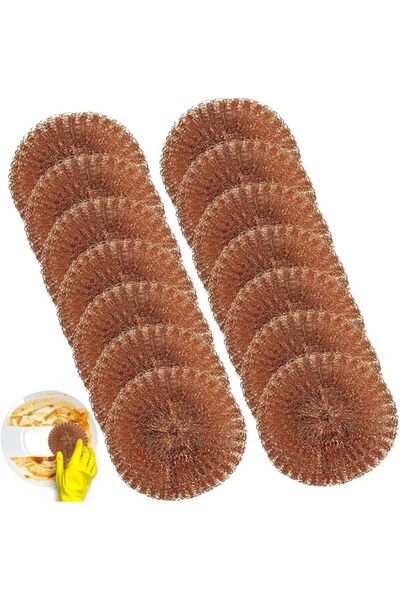 KASTWAVE 12 Pieces Copper Coated Non-Scratch Scouring Pads – Heavy Duty, Rust...