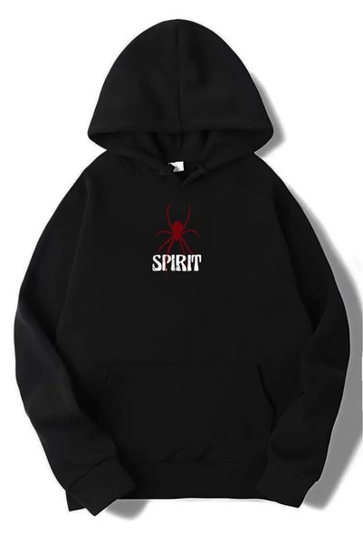 MITHRAS OUTDOORS سويت شيرت بقلنسوة مطبوع عليه Black Sprit للجنسين، تي شيرت كب...