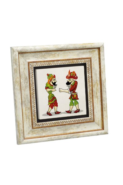 Sadrazam Karagöz and Hacivat Printed Natural Stone Painting