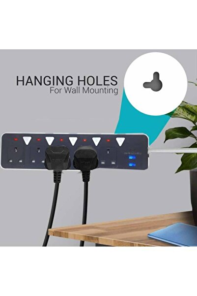 Royal Home 5-Outlet Power Strip with Safety Switched Outlets, 3 Usp Outlets, ...