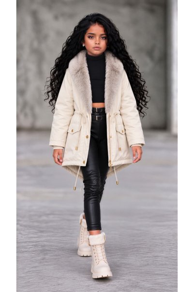 UZUN BUTİK Kids Girls' Coat Waterproof Plush Inside