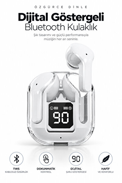 Weskam Dijital Göstergeli Bluetooth Kulaklık TWS Kablosuz Dokunmatik Kulak İç...