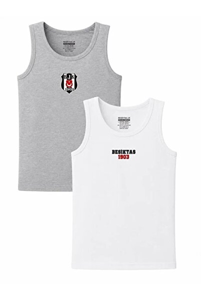 Bjk Licensed Boys' White and Gray Fan 2-Piece Undershirt