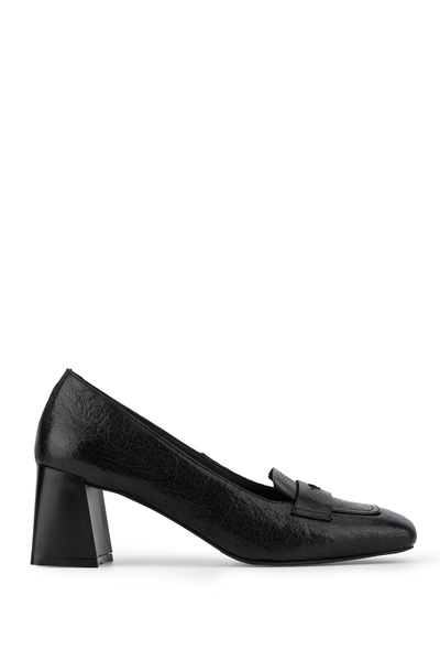 Tamer Tanca Women's Genuine Leather Black Heeled Shoes