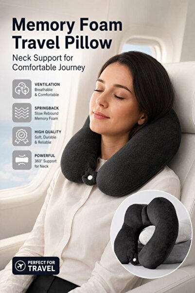 Generic 1 Memory Foam Ergonomic Travel Neck Pillow U Shape 360 Support Velvet...